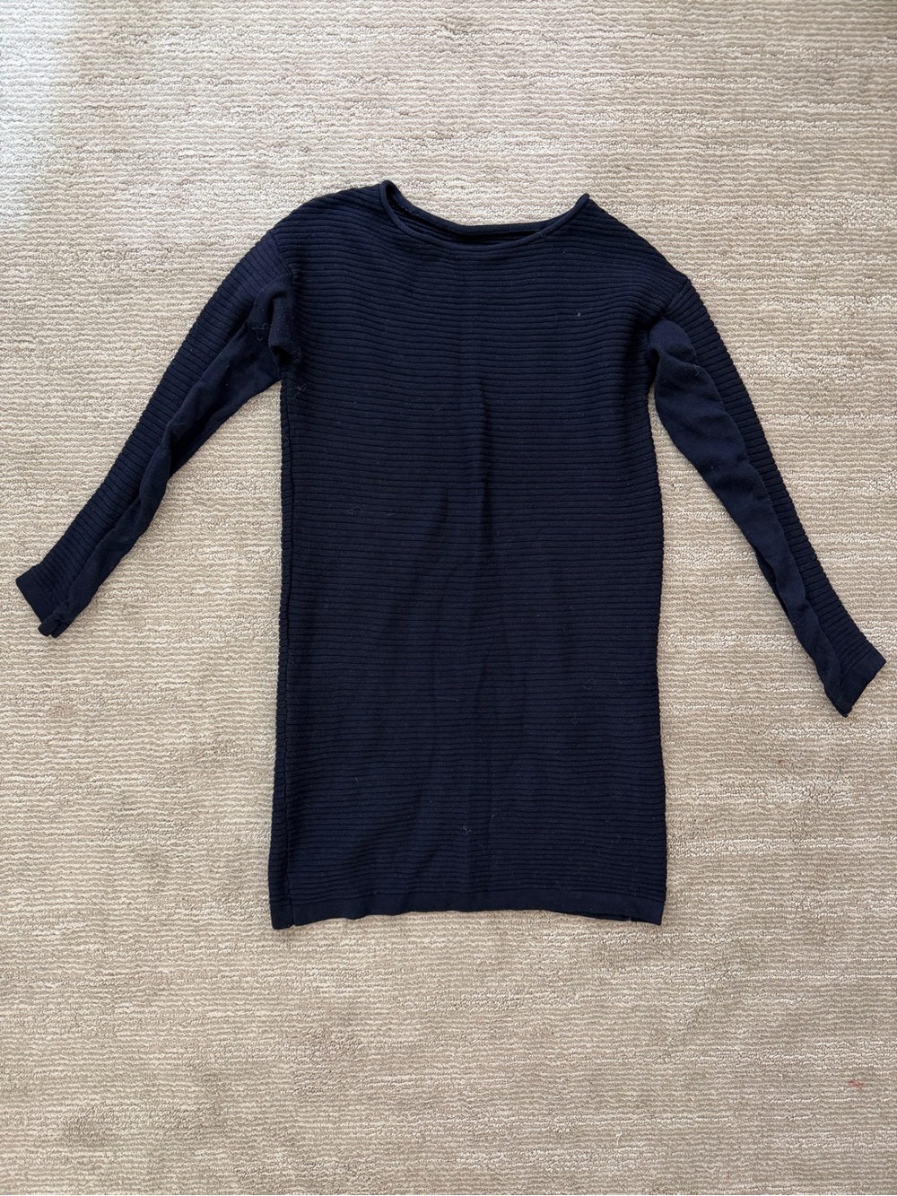 Long Sleeve Ribbed sweater dress - Navy
